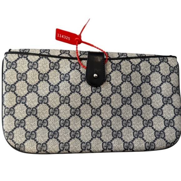 Vintage Gucci GG Monogram Shoulder Bag Navy Leather Trim | Unused 1970s - Picture 14 of 14